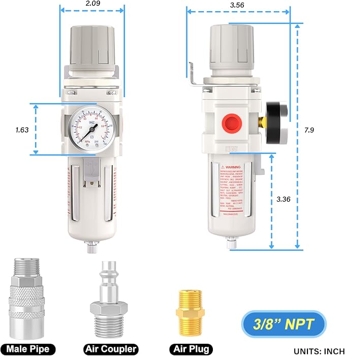 3/8" NPT Air Drying System, 5 Micron Air Line Filter - Image 2