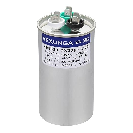VEXUNGA 70/10 uF 70+10 MFD 370VAC or 440VAC Dual Run Start Round A/C Capacitor by VEXUNGA