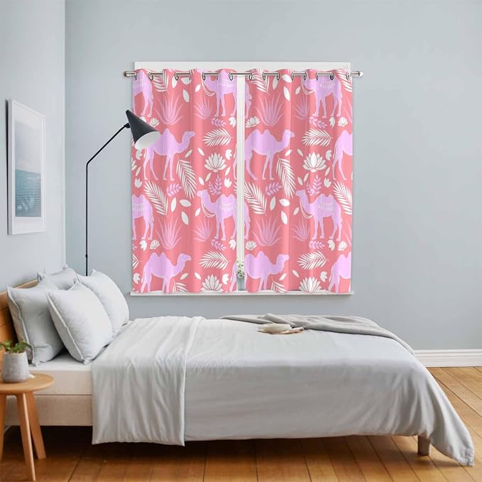 2 Panel Kitchen Cafe Curtains, Desert Camel Sunlight Filtering Nature Air - Image 4
