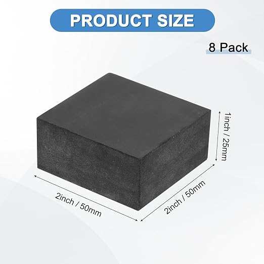 M METERXITY 8-Pack Rubber Anti Vibration Pads 2" Non-Slip Square Vibration - Image 3