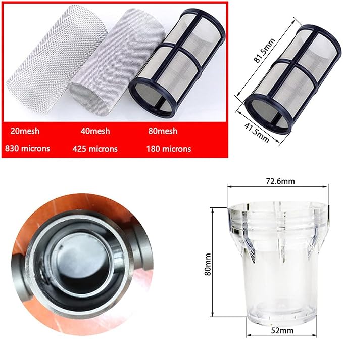 Sediment Filter Pressure Washer Filter Stainless Steel Filter 40Mesh Screen - Image 3