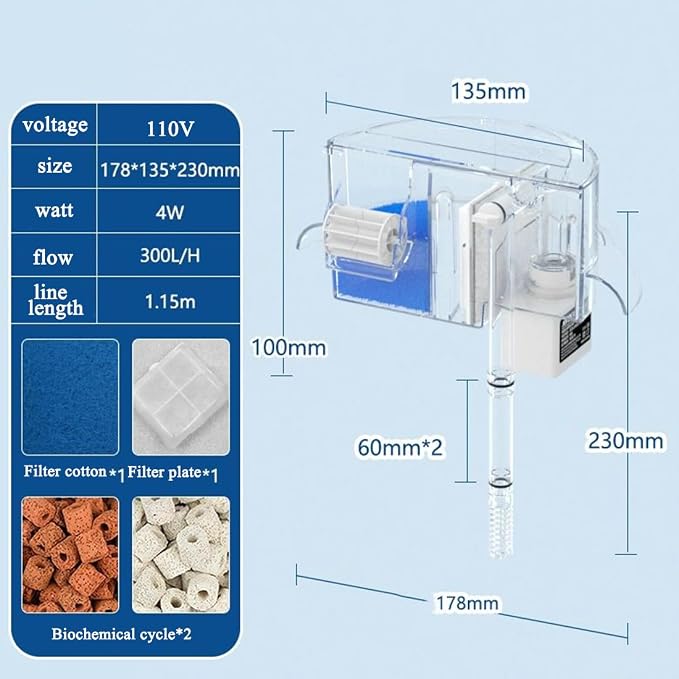 HIERYAN Circular Fish Tank Filter, Aquarium Hang on Filter, Small Fish Tank - Image 2