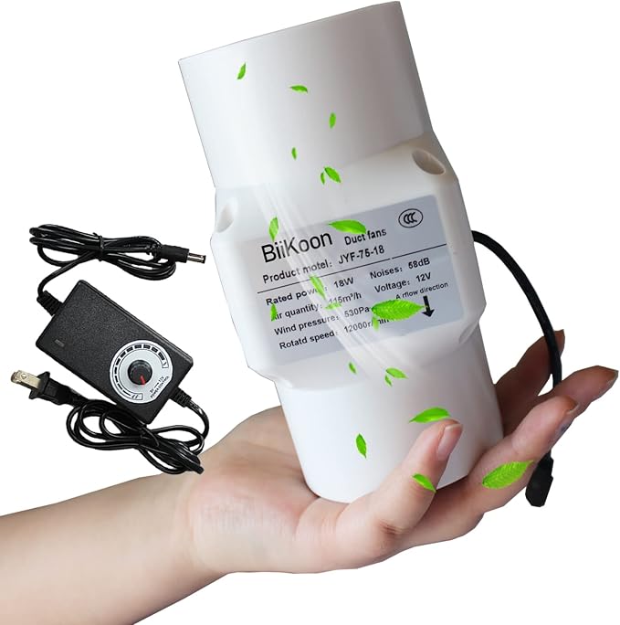 12V Inline Duct Fan 3 Inch 75Mm Ventilation Exhaust Booster 18W 68 Cfm Intake by Unknown