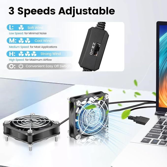 GDSTIME 2-Pack 60mm x 15mm USB Fan - Image 3