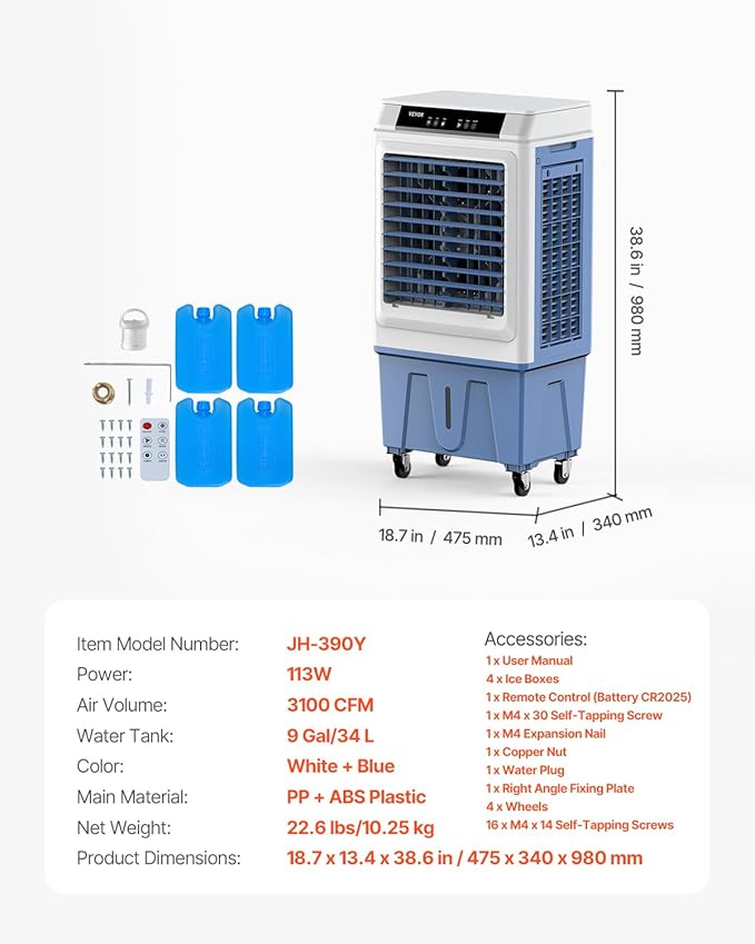VEVOR Evaporative Air Cooler, 3100 CFM - Image 7