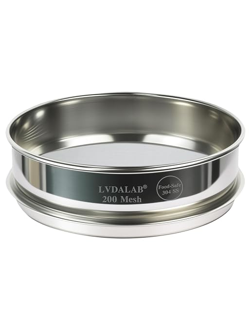 All 304 Stainless Steel 200 Mesh Test Sieve, 8 Inch/20cm Diameter, Lab Sifter by LVDALAB