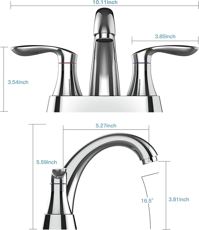 Bathroom Faucet, 4 Inch Bathroom Faucets for Sink 3 Hole, Centerset Bathroom Sink Faucet with Pop Up Drain and cUPC Lead-Free Hose(Chrome)