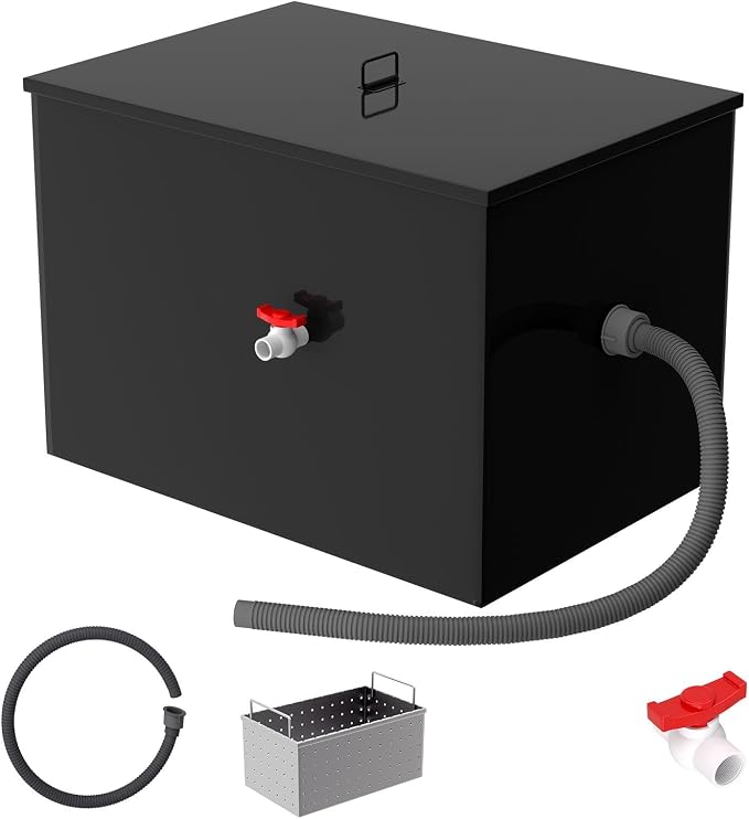 Commercial Grease Trap 40 LBS Carbon Steel Grease Interceptor, 15 GPM Flow Rate by Unknown