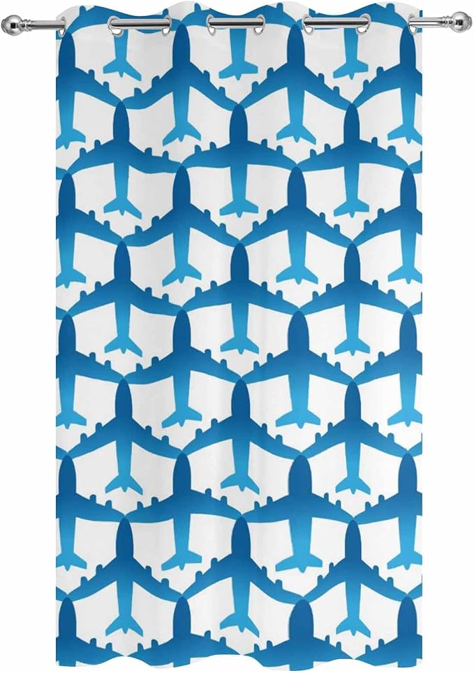Blue Aircraft Waterproof Outdoor Curtains - Image 2