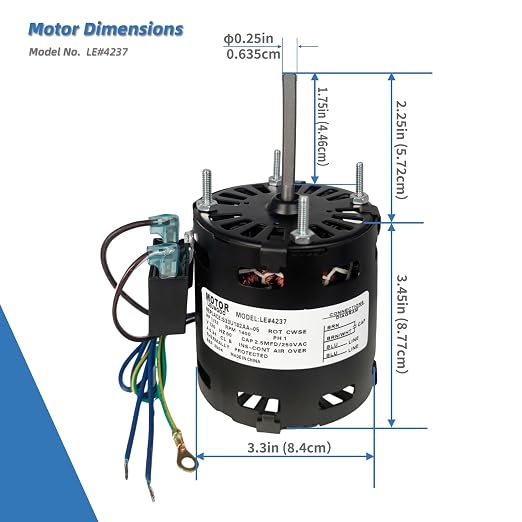 AA-4237 Fan Motor Replaces Aprilaire humidifier Blower Motor Part Number 4237 - Image 4