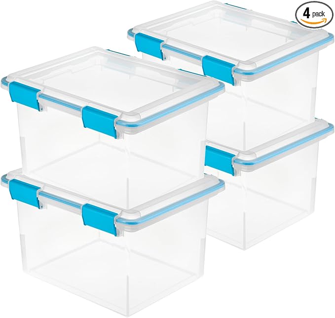 Sterilite 4-Pack Gasket Box, Weather-Resistant Storage Bins by Sterilite