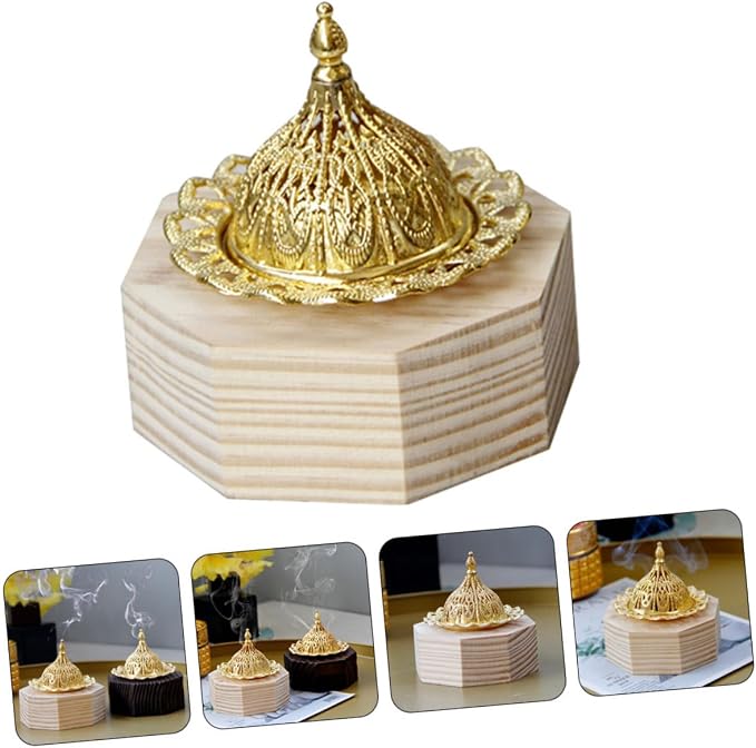 Cabilock Wood Incense Burner Tray Octagonal Backflow Censer - Image 2