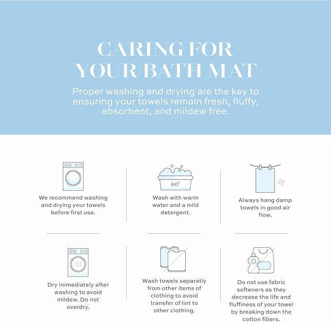 White Classic Luxury Bath Mat Floor Towel Set - Absorbent Cotton Hotel Spa Shower/Bathtub Mats [Not a Bathroom Rug] 22"x34" | 2 Pack | Silver