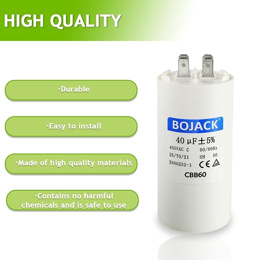 BOJACK CBB60 40uF 450 Volt 50/60Hz AC Capacitor Round Run Start Capacitor - Image 7