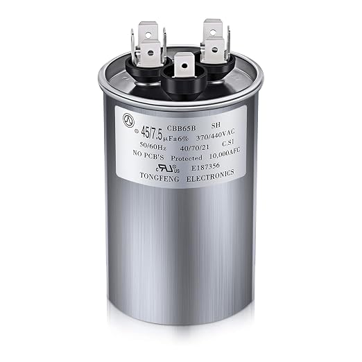 45/7.5 MFD uF 370/440V CBB65 Dual Run Round Capacitor by Fiada