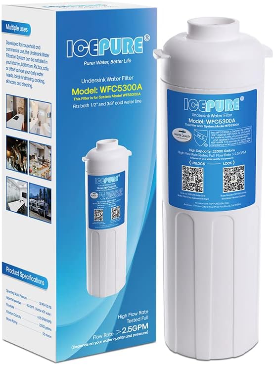 ICEPURE WFC5300A Under Sink Water Filter system, 3 Years or 22000 Gallons Ultra by ICEPURE
