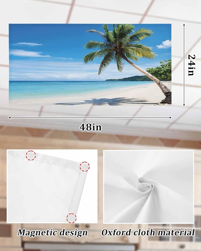 Yukro 1 Pack Beach Palm Tree Fluorescent Light Covers Summer Ocean Blue Sky - Image 6