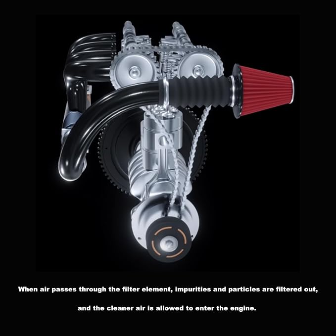 RYANSTAR RACING 76mm 3" High Flow Round Tapered Cone Cool Air Filter Cleaner - Image 4