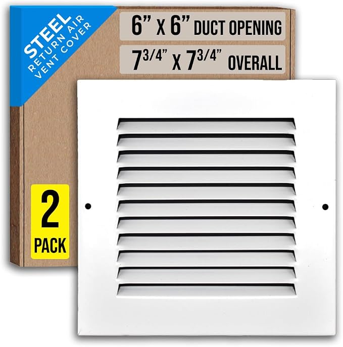 Fits 6x6 Duct Opening | Steel Return Air Grille by Handua | Vent Cover Grill by Handua