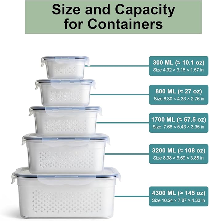 5 Pack Large Fruit Storage Containers - Image 2