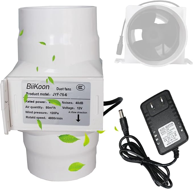 3 Inch Inline Duct Extractor Fan 75Mm 12V Powerful Exhaust Blower Speed by Unknown