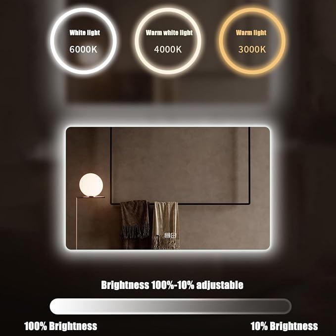 Illuminated 3 Colour LED Bathroom Mirror, Bathroom Light Mirror - Image 5