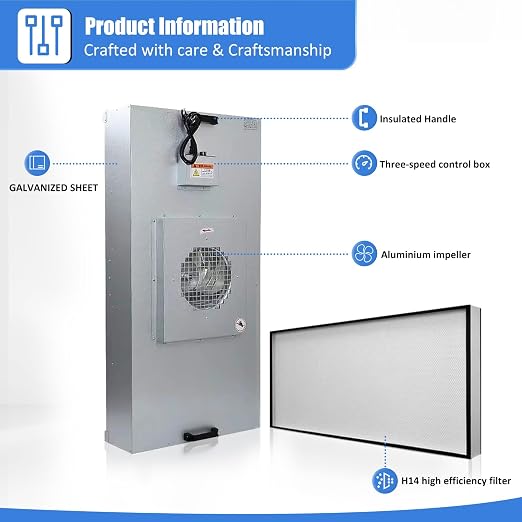 JJFFTAO，HEPA H14-Filter Laminar Flow Hood Updated FanFilter Unit（Include HEPA - Image 2