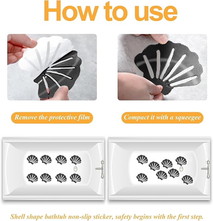 Bathtub Stickers Non Slip, Shell Shaped Tubs Safety Shower Treads, Adhesive Sticker for Bathroom Bathtub, Shower Floor,Grey (30Pcs)
