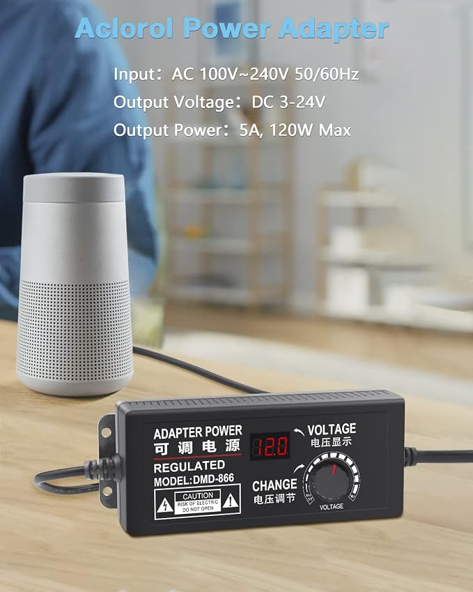 Aclorol Universal Power Supply 4V-24V 5A 120W Adjustable AC/DC Power Adapter - Image 6