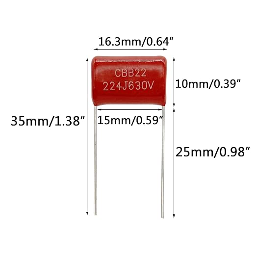 20pcs CBB22 630V 224J 0.22UF 220NF Metallized Polypropylene Film Capacitors - Image 2