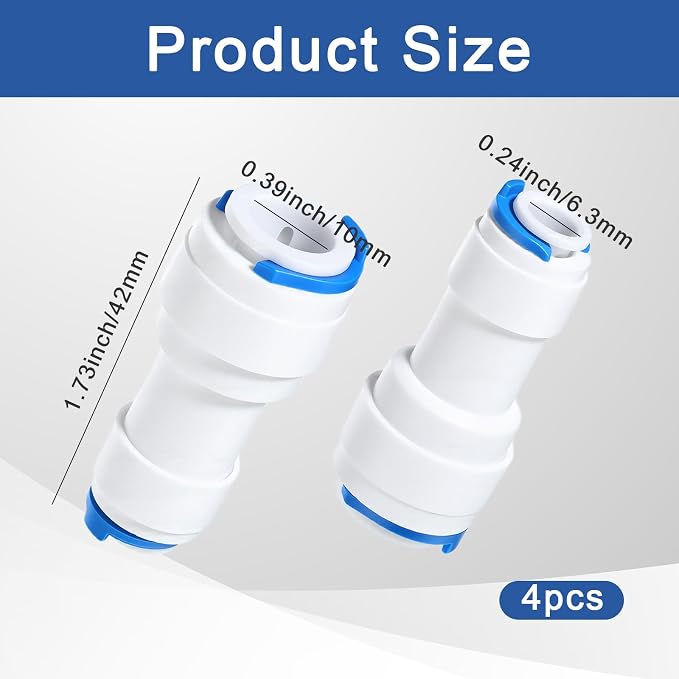 4 PCS 1/4 to 3/8 Water Line Adapter Push Connector 3/8 Quick Connect Fittings - Image 2