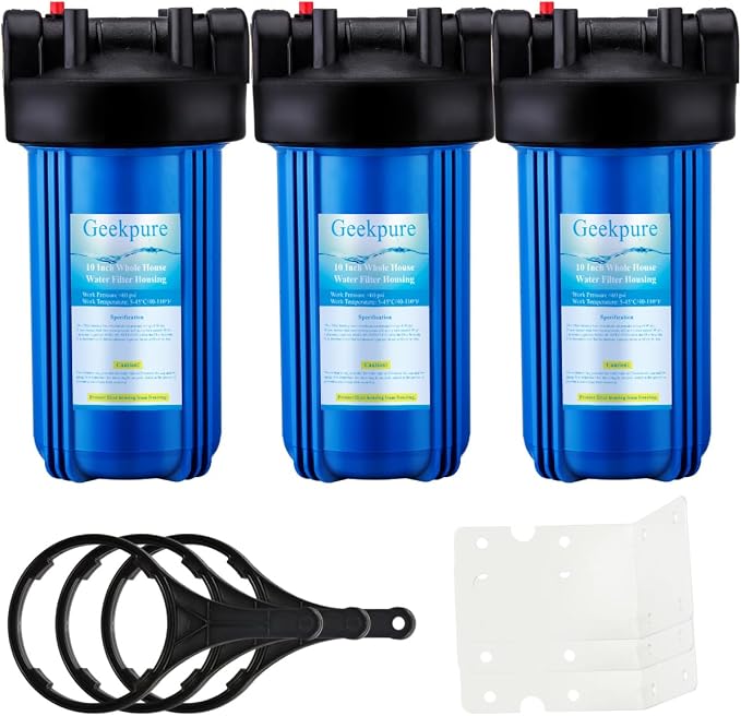 Geekpure 10-Inch Whole House Water Filter Housing 4.5"x10"1-Inch Outlet/Inlet - Image 2
