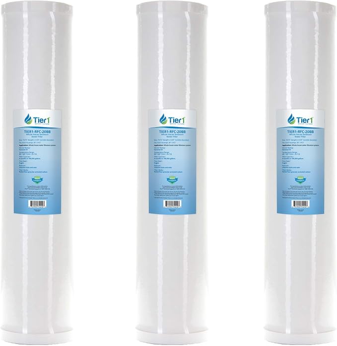 Tier1 25 Micron 20 x 4.5 Water Filter | Whole House Radial Flow Carbon by Tier1