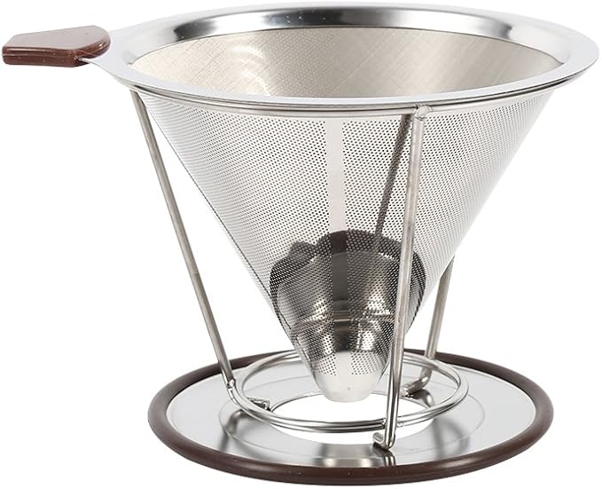 304 Stainless Steel Coffee Cone Filter, Double Layer Mesh Drip Dripper by Unknown