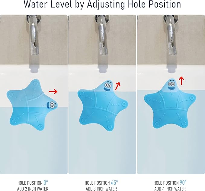 Bathtub Overflow Drain Cover, Bath Accessories, Soak Bath Overflow Drain Cover, Silicone Bath Tub Drain Plug with 5 Suction Cups, Adds Inches of Water for Deeper Bath, Tub Overflow Drain Stopper(Blue)