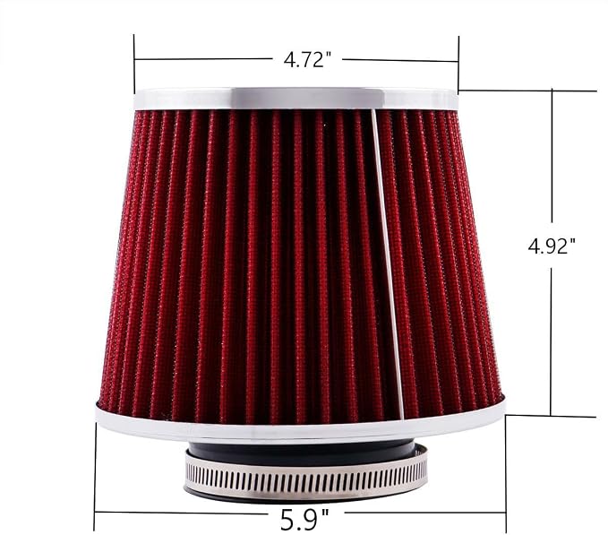 ID4" High Flow Inlet Cold Air Intake Cone Air Filter Replacement Clamp-On Round - Image 5