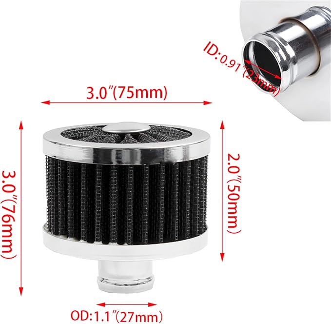 MUGE RACING 23mm Car Air Filter Universal Cold Air Intake Filter High Flow Vent - Image 5