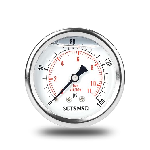 2-1/2" Dial Size, 0-160 Psi Pressure Gauge, Glycerin Liquid Filled, 1/4" NPT by SCTSNSR