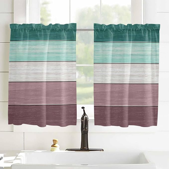 Retro Farm Woodcuts Texture Window Valance Curtains, 2 Panel - Image 8