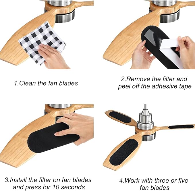 Ceiling Fan Filters for Blades Fan Blade Air Purifier Pads Unscented Activated - Image 3