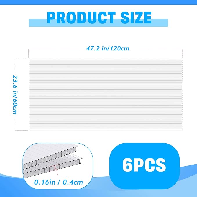 6 Pack Polycarbonate Greenhouse Panels, Excellent Light Transmission & Weather - Image 2