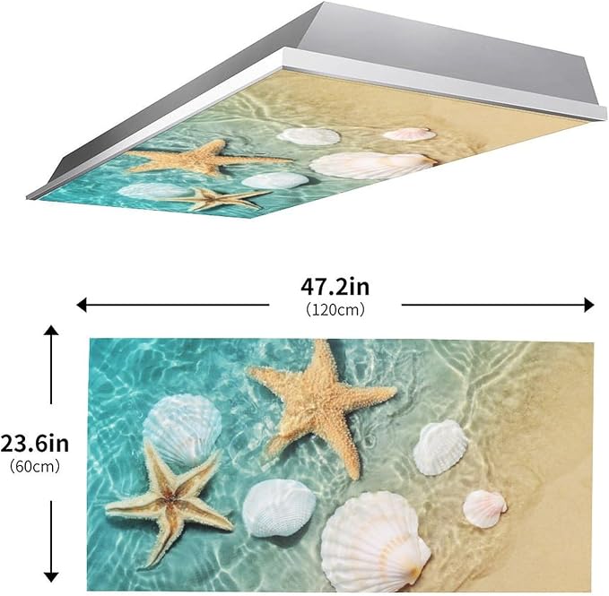 2 Pack Fluorescent Light Covers 4 X 2 Feet Starfish Shell Magnetic Light Cover - Image 3
