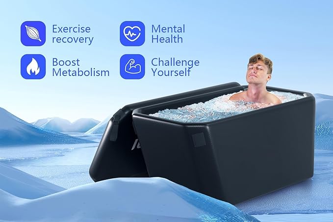 DEEPTIME Angled Portable Ice Bath Tub Cold Plunge (Black) | For Athletes Fitness Recovery, Outdoor Cold Plunge, Chiller Compatible