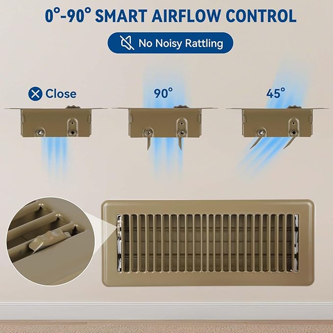 4" x 12" Floor Register Vent Covers 2-Pack, Walkable Powder-Coated Metal Vent - Image 5