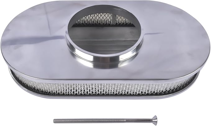 GELUOXI 15" Oval Half Finned Polished Aluminum Air Cleaner Replacement - Image 5