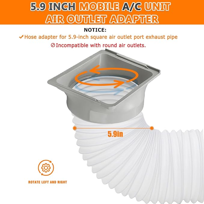 Portable Air Conditioner Square Exhaust Hose Coupler 5.9 Inch Square to Round - Image 4