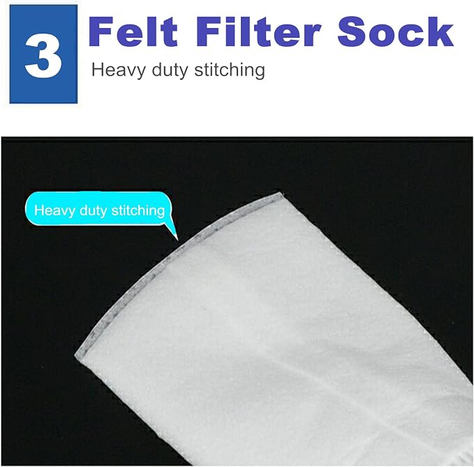 KUTAWILAR 2 Pack 4"x9" Felt Filter Bag, 4 Inch Ring, 1 Micron, Short Filter - Image 4