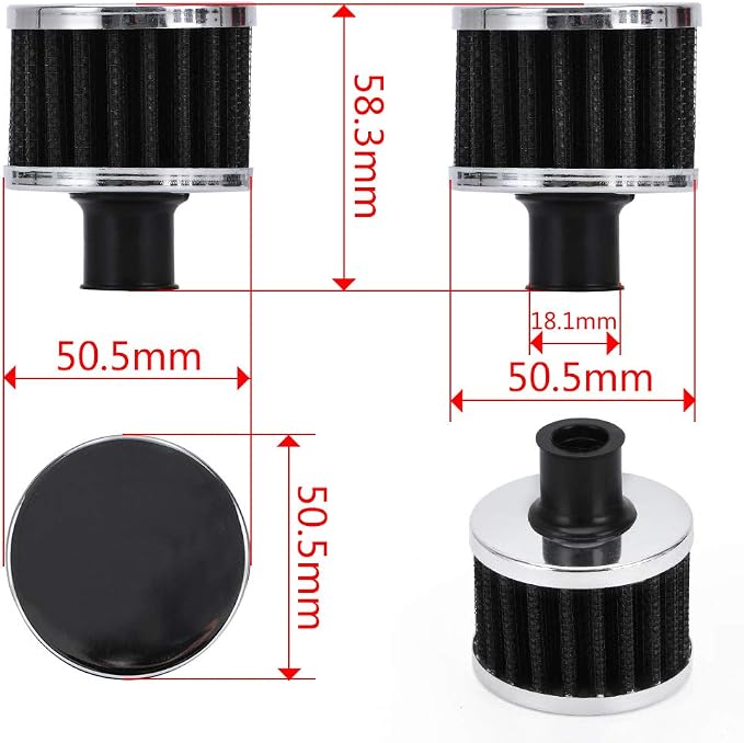 PTNHZ Universal 2 PCS 12mm Auto Cone Mini oil Air Intake Filter Crankcase Vent - Image 5