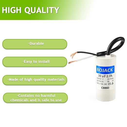 BOJACK Run Capacitor 30 uF MFD 250V AC 30 MFD CBB60 2 Wire 50/60Hz Cylinder - Image 7
