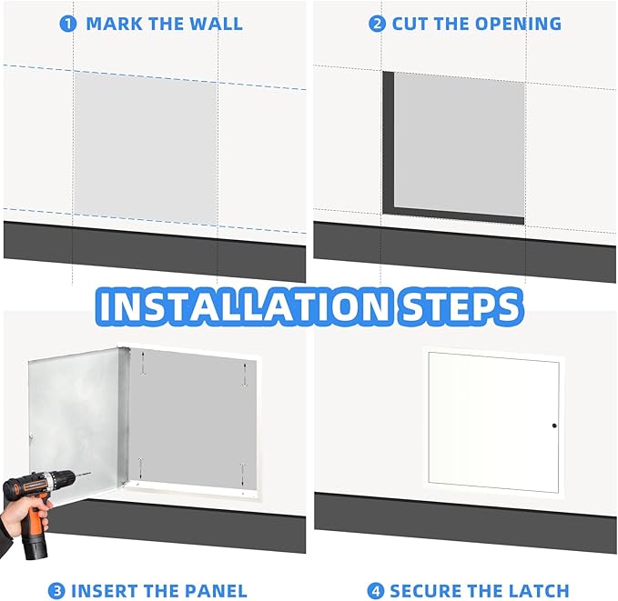 16" x 16" Metal Access Panel, 1MM Thickened Access Panel for Drywall, Aluminum Access Panel for Walls and Ceilings, Rust-Resistant and Easy-to-Install Drywall Access Panel